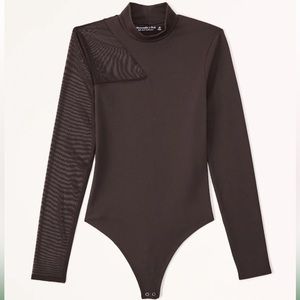 Long Sleeve Asymmetrical Mesh Bodysuit